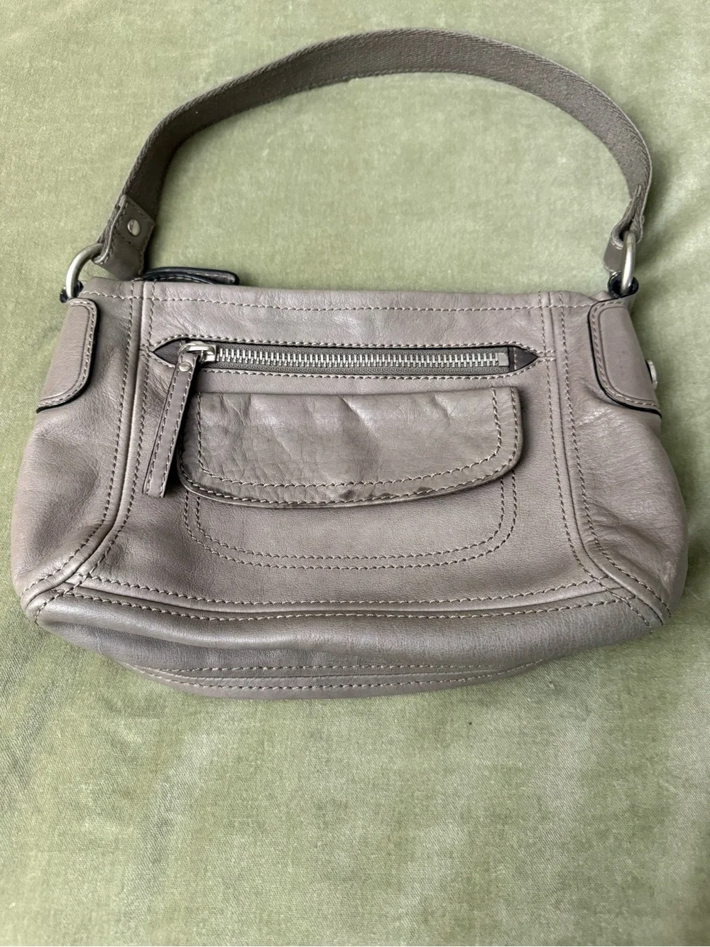 Vintage Fossil Grey Leather Shoulder Bag Purse Carryall #OSP